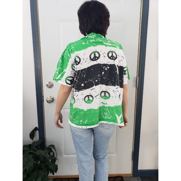 Vintage‎ 80s/90s Peace Symbol Paint Splatter Tee - Picture 3 of 4